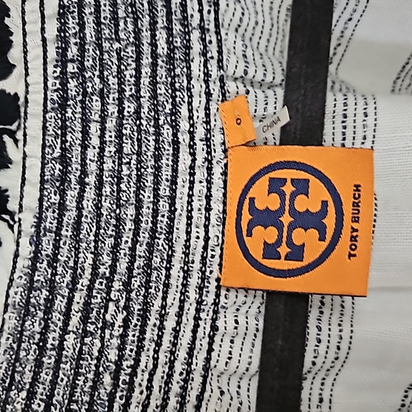 Tory Burch Blue Slubbed Linen Blend Kristen Top Size 0 - Picture 2 of 10